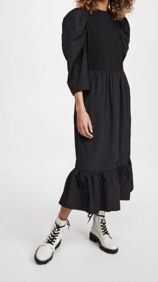 Sea Nadja Taffeta Combo Midi Dress